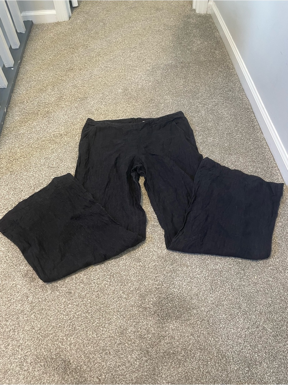 CAbi 100% Linen Black Wide-Leg Casual Pants Size 8